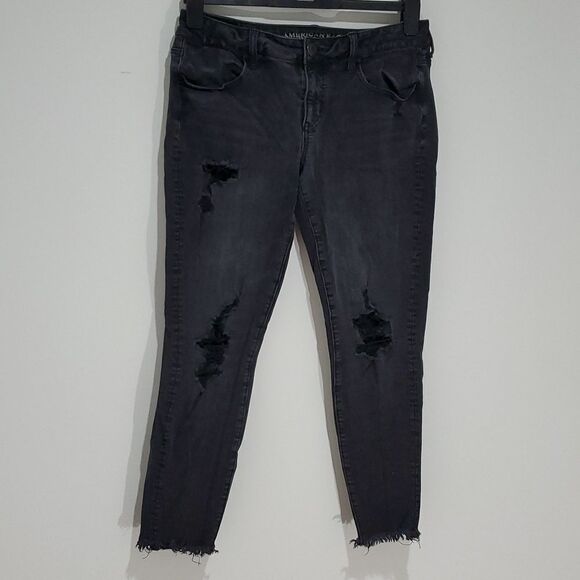 American Eagle black 30x26 super stretch X super low jeggings - Picture 1 of 7